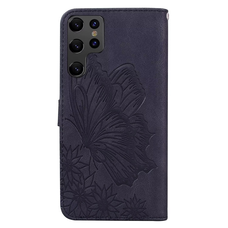 For Samsung Galaxy S25 Ultra 5G Retro Skin Feel Butterflies Embossing Horizontal Flip Leather Phone Case(Black)