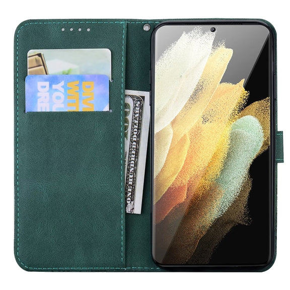 For Samsung Galaxy S25 Ultra 5G Retro Skin Feel Butterflies Embossing Horizontal Flip Leather Phone Case(Green)