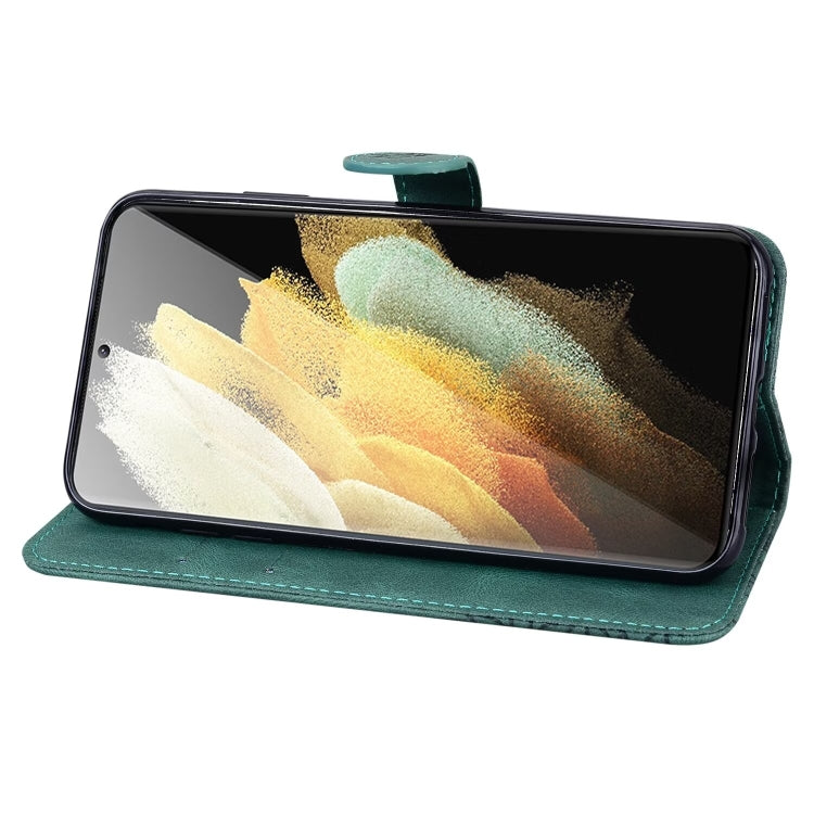 For Samsung Galaxy S25 Ultra 5G Retro Skin Feel Butterflies Embossing Horizontal Flip Leather Phone Case(Green) - Galaxy S25 Ultra 5G Cases by PMC TechLife | Online Shopping South Africa | PMC TechLife | Buy Now Pay Later Mobicred