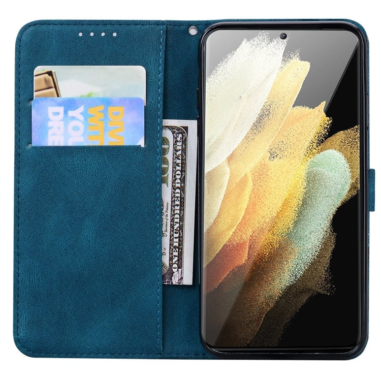 For Samsung Galaxy S25 Ultra 5G Retro Skin Feel Butterflies Embossing Horizontal Flip Leather Phone Case(Blue)