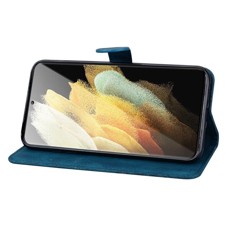 For Samsung Galaxy S25 Ultra 5G Retro Skin Feel Butterflies Embossing Horizontal Flip Leather Phone Case(Blue)