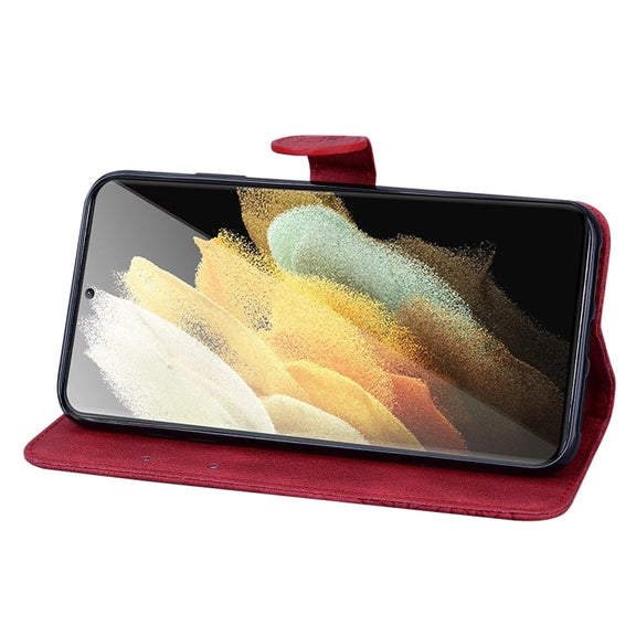 For Samsung Galaxy S25 Ultra 5G Retro Skin Feel Butterflies Embossing Horizontal Flip Leather Phone Case(Red)