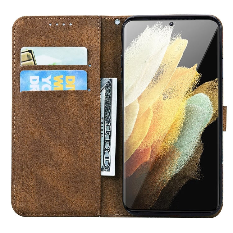 For Samsung Galaxy S25 Ultra 5G Retro Skin Feel Butterflies Embossing Horizontal Flip Leather Phone Case(Brown)