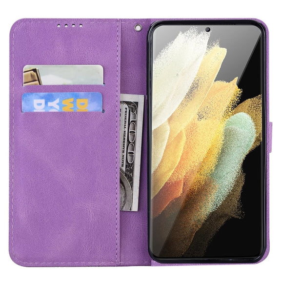 For Samsung Galaxy S25 Ultra 5G Retro Skin Feel Butterflies Embossing Horizontal Flip Leather Phone Case(Purple)