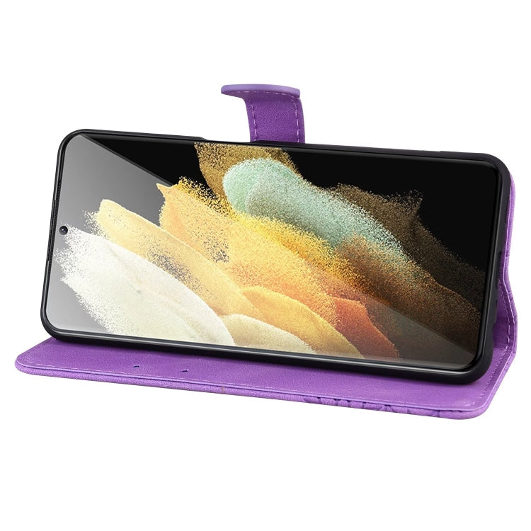 For Samsung Galaxy S25 Ultra 5G Retro Skin Feel Butterflies Embossing Horizontal Flip Leather Phone Case(Purple)