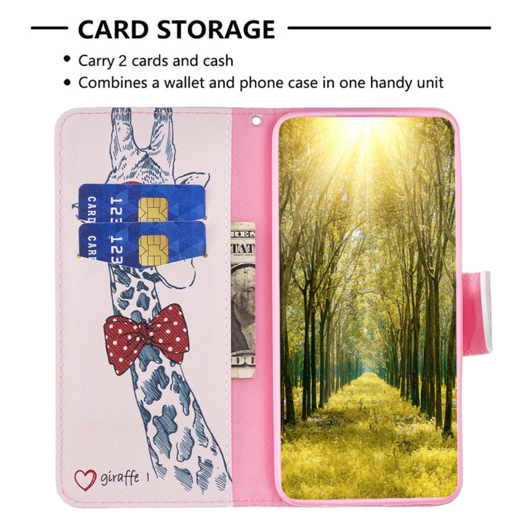 For Samsung Galaxy S25 5G Colored Drawing Pattern Leather Phone Case(Giraffe)