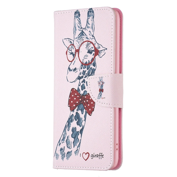 For Samsung Galaxy S25 Ultra 5G Colored Drawing Pattern Leather Phone Case(Giraffe)