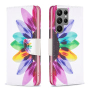 For Samsung Galaxy S25 Ultra 5G Colored Drawing Pattern Leather Phone Case(Sun Flower)