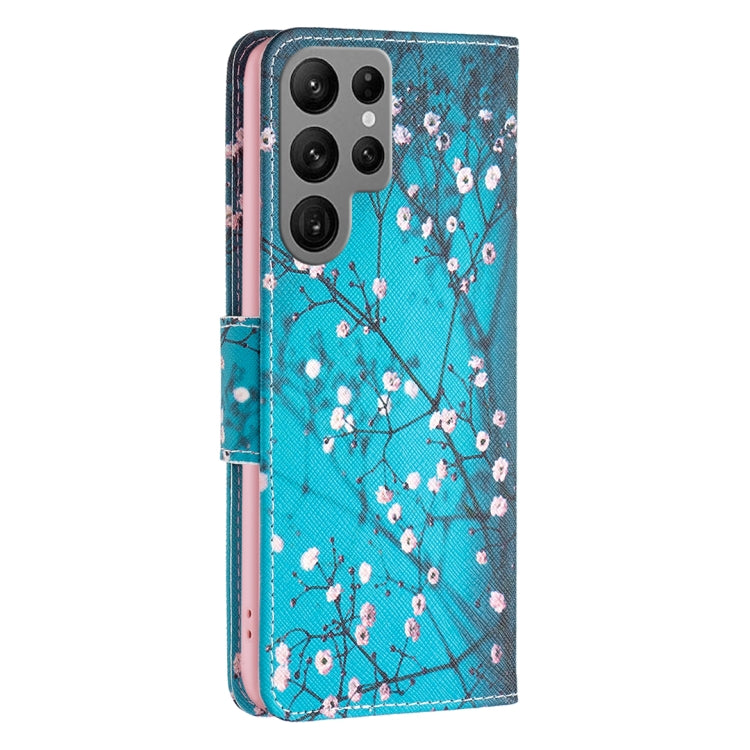 For Samsung Galaxy S25 Ultra 5G Colored Drawing Pattern Leather Phone Case(Plum Blossom)