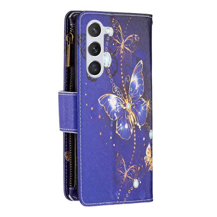 For Samsung Galaxy S25 5G Colored Drawing Pattern Zipper Leather Phone Case(Purple Butterfly) - Galaxy S25 5G Cases by PMC Jewellery | Online Shopping South Africa | PMC Jewellery | Buy Now Pay Later Mobicred