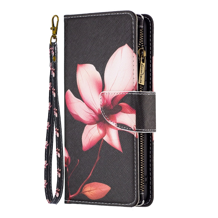 For Samsung Galaxy S25 5G Colored Drawing Pattern Zipper Leather Phone Case(Lotus)