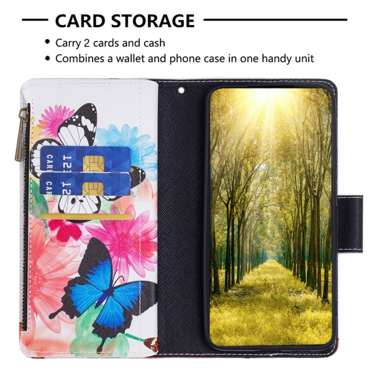 For Samsung Galaxy S25+ 5G Colored Drawing Pattern Zipper Leather Phone Case(Two Butterflies) - Galaxy S25+ 5G Cases by PMC Jewellery | Online Shopping South Africa | PMC Jewellery | Buy Now Pay Later Mobicred