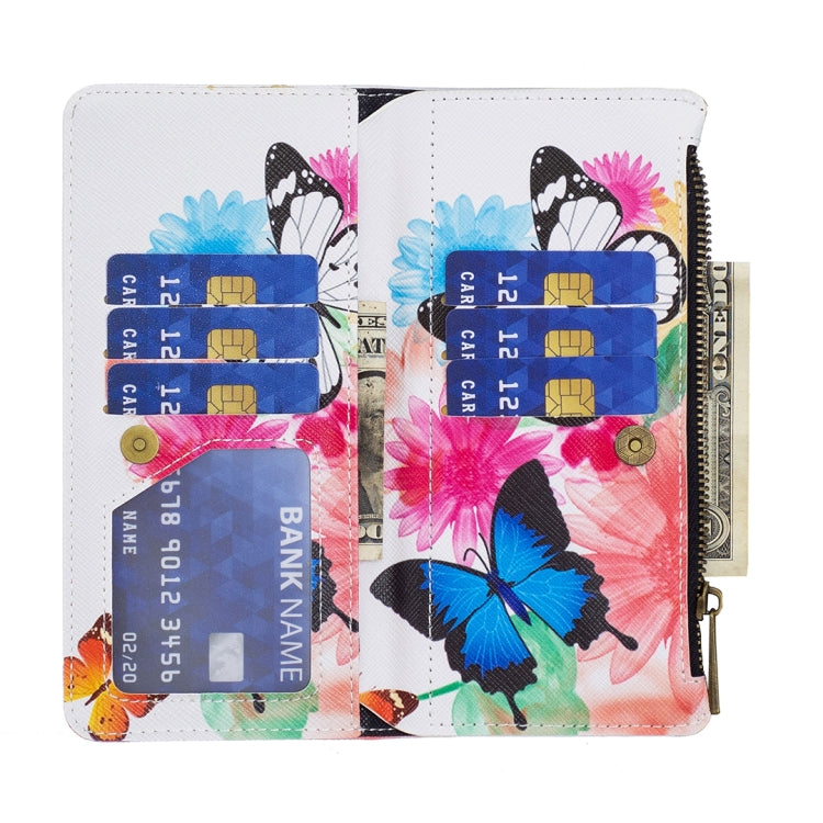 For Samsung Galaxy S25+ 5G Colored Drawing Pattern Zipper Leather Phone Case(Two Butterflies) - Galaxy S25+ 5G Cases by PMC Jewellery | Online Shopping South Africa | PMC Jewellery | Buy Now Pay Later Mobicred