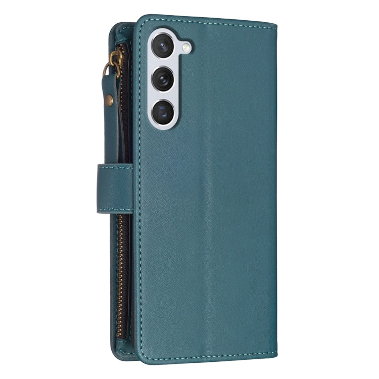 For Samsung Galaxy S25 5G 9 Card Slots Zipper Wallet Leather Flip Phone Case(Green)