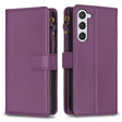 For Samsung Galaxy S25 5G 9 Card Slots Zipper Wallet Leather Flip Phone Case(Dark Purple) - Galaxy S25 5G Cases by PMC TechLife | Online Shopping South Africa | PMC TechLife | Buy Now Pay Later Mobicred