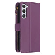 For Samsung Galaxy S25 5G 9 Card Slots Zipper Wallet Leather Flip Phone Case(Dark Purple)