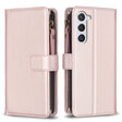 For Samsung Galaxy S25 5G 9 Card Slots Zipper Wallet Leather Flip Phone Case(Rose Gold) - Galaxy S25 5G Cases by PMC TechLife | Online Shopping South Africa | PMC TechLife | Buy Now Pay Later Mobicred