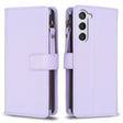 For Samsung Galaxy S25 5G 9 Card Slots Zipper Wallet Leather Flip Phone Case(Light Purple) - Galaxy S25 5G Cases by PMC TechLife | Online Shopping South Africa | PMC TechLife | Buy Now Pay Later Mobicred