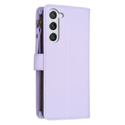 For Samsung Galaxy S25 5G 9 Card Slots Zipper Wallet Leather Flip Phone Case(Light Purple)
