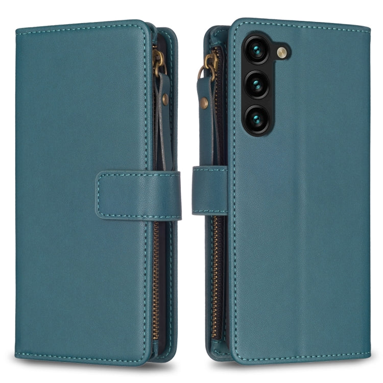 For Samsung Galaxy S25+ 5G 9 Card Slots Zipper Wallet Leather Flip Phone Case(Green) - Galaxy S25+ 5G Cases by PMC Jewellery | Online Shopping South Africa | PMC Jewellery | Buy Now Pay Later Mobicred