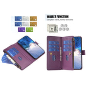 For Samsung Galaxy S25+ 5G 9 Card Slots Zipper Wallet Leather Flip Phone Case(Dark Purple)