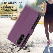 For Samsung Galaxy S25+ 5G 9 Card Slots Zipper Wallet Leather Flip Phone Case(Dark Purple)