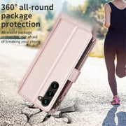 For Samsung Galaxy S25+ 5G 9 Card Slots Zipper Wallet Leather Flip Phone Case(Rose Gold)