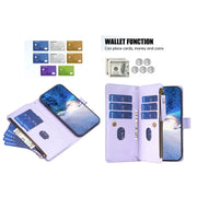 For Samsung Galaxy S25+ 5G 9 Card Slots Zipper Wallet Leather Flip Phone Case(Light Purple)