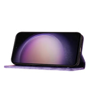 For Samsung Galaxy S25 5G Butterfly Cat Embossing Flip Leather Phone Case(Purple)