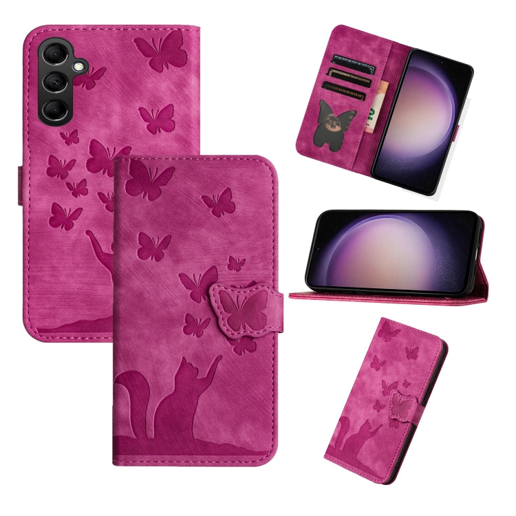 For Samsung Galaxy S25 5G Butterfly Cat Embossing Flip Leather Phone Case(Pink) - free shipping - PMC Jewellery - Order now!