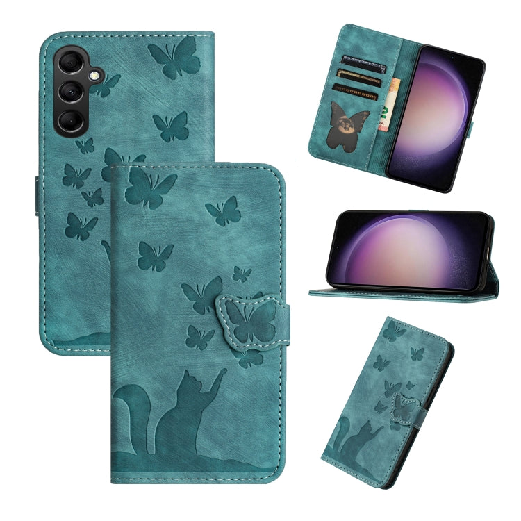 For Samsung Galaxy S25 5G Butterfly Cat Embossing Flip Leather Phone Case(Wathet) - free shipping - PMC Jewellery - Order now!