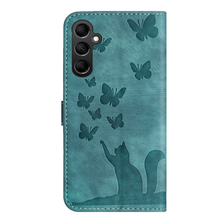For Samsung Galaxy S25 5G Butterfly Cat Embossing Flip Leather Phone Case(Wathet) - free shipping - PMC Jewellery - Order now!