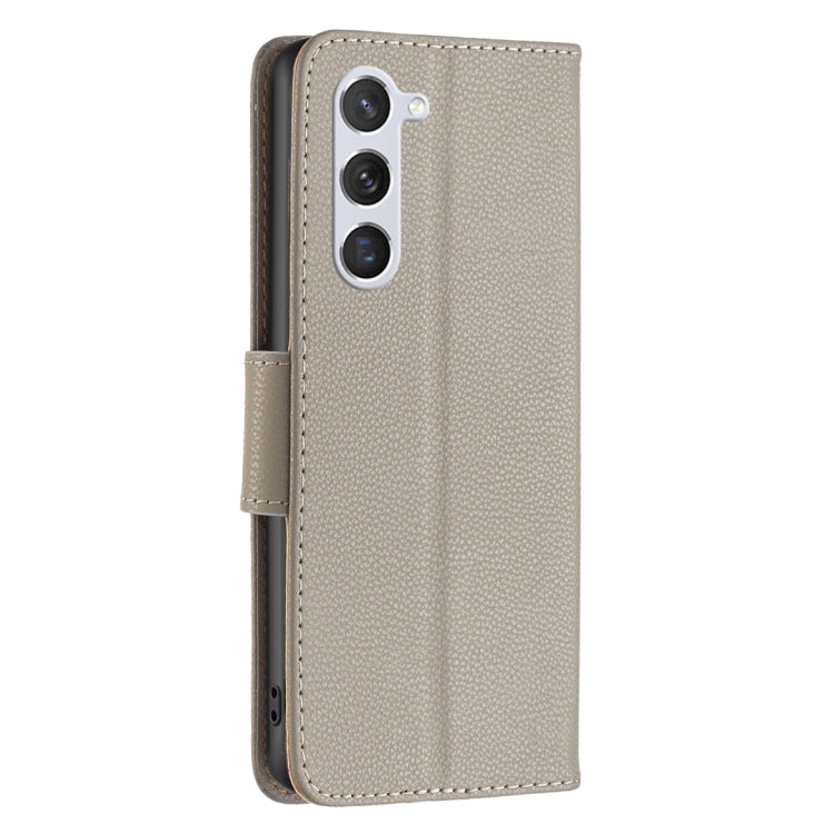 For Samsung Galaxy S25 5G Litchi Texture Pure Color Flip Leather Phone Case(Grey)