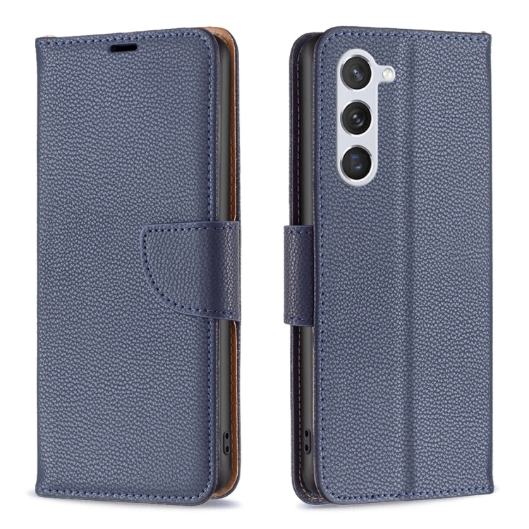 For Samsung Galaxy S25 5G Litchi Texture Pure Color Flip Leather Phone Case(Blue) - Galaxy S25 5G Cases by PMC TechLife | Online Shopping South Africa | PMC TechLife | Buy Now Pay Later Mobicred