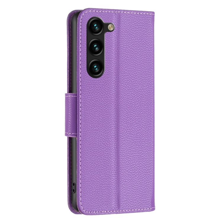 For Samsung Galaxy S25+ 5G Litchi Texture Pure Color Flip Leather Phone Case(Purple)