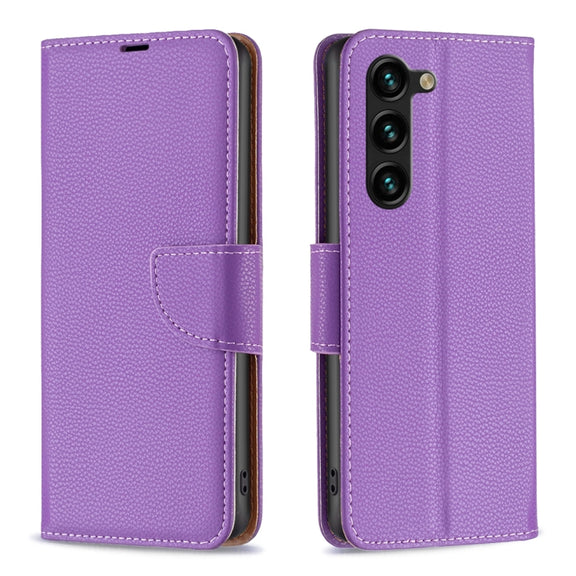 For Samsung Galaxy S25+ 5G Litchi Texture Pure Color Flip Leather Phone Case(Purple)