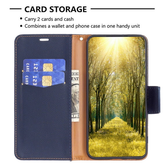 For Samsung Galaxy S25+ 5G Litchi Texture Pure Color Flip Leather Phone Case(Blue)