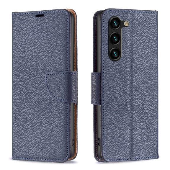 For Samsung Galaxy S25+ 5G Litchi Texture Pure Color Flip Leather Phone Case(Blue)