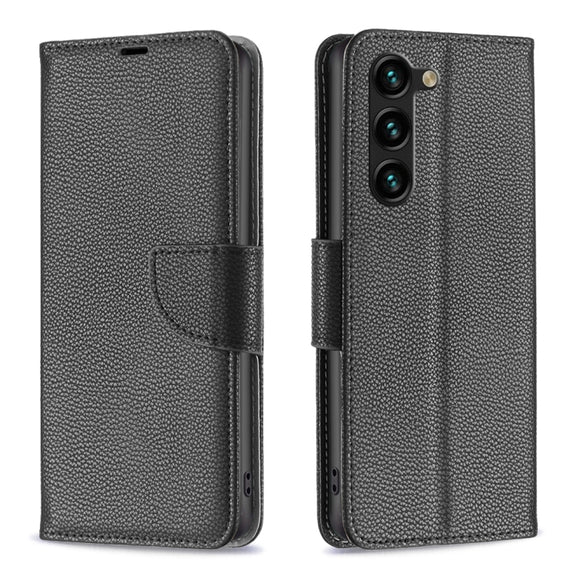 For Samsung Galaxy S25+ 5G Litchi Texture Pure Color Flip Leather Phone Case(Black)
