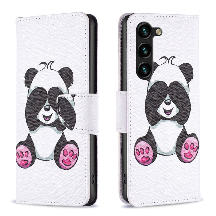 For Samsung Galaxy S25+ 5G Colored Drawing Pattern Leather Phone Case(Panda) - free shipping - PMC Jewellery - Order now!