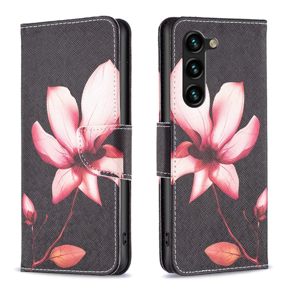 For Samsung Galaxy S25+ 5G Colored Drawing Pattern Leather Phone Case(Lotus)