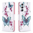 For Samsung Galaxy S25 5G Colored Drawing Pattern Leather Phone Case(Flowers Butterfly) - Galaxy S25 5G Cases by PMC Jewellery | Online Shopping South Africa | PMC Jewellery | Buy Now Pay Later Mobicred