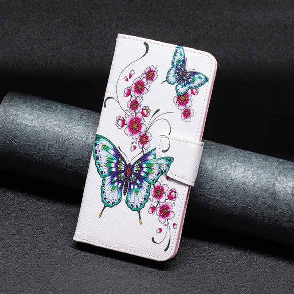 For Samsung Galaxy S25 5G Colored Drawing Pattern Leather Phone Case(Flowers Butterfly)