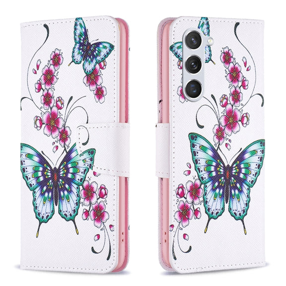 For Samsung Galaxy S25 5G Colored Drawing Pattern Leather Phone Case(Flowers Butterfly)