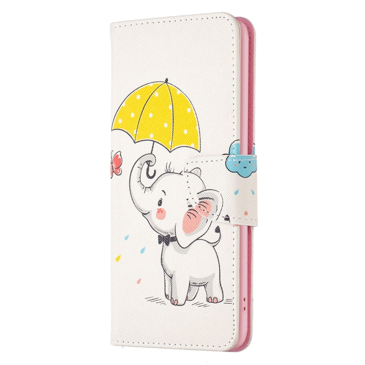 For Samsung Galaxy S25 5G Colored Drawing Pattern Leather Phone Case(Umbrella Elephant)