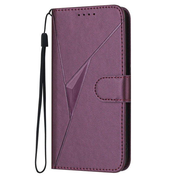 For Motorola Moto G Play 4G 2024 Triangle Pattern Buckle Clasp Leather Phone Case(Dark Purple)