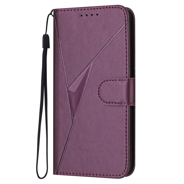 For Motorola Moto G Play 4G 2024 Triangle Pattern Buckle Clasp Leather Phone Case(Dark Purple)