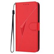 For Motorola Moto G Play 4G 2024 Triangle Pattern Buckle Clasp Leather Phone Case(Red)