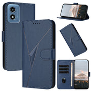For Motorola Moto G Play 4G 2024 Triangle Pattern Buckle Clasp Leather Phone Case(Royal Blue)