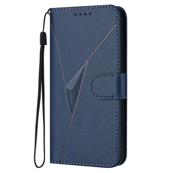 For Motorola Moto G Play 4G 2024 Triangle Pattern Buckle Clasp Leather Phone Case(Royal Blue)